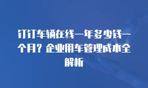 钉钉车辆在线一年多少钱一个月？企业用车管理成本全解析