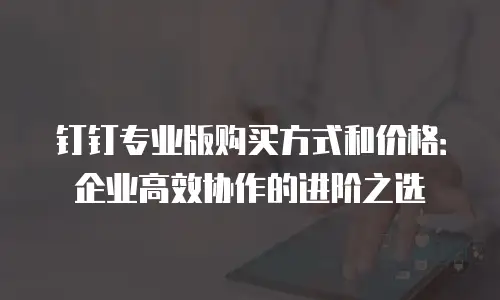 钉钉专业版购买方式和价格：企业高效协作的进阶之选