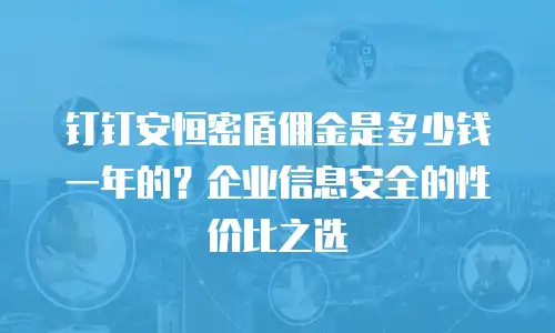 钉钉安恒密盾佣金是多少钱一年的？企业信息安全的性价比之选
