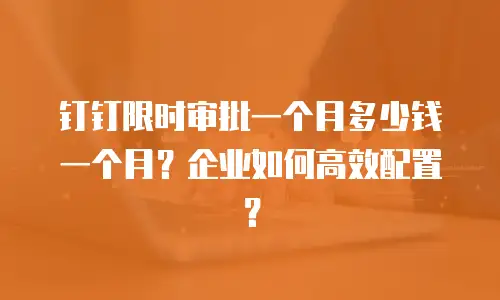 钉钉限时审批一个月多少钱一个月？企业如何高效配置？