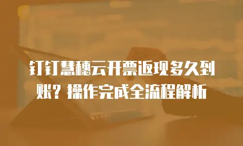 钉钉慧穗云开票返现多久到账？操作完成全流程解析