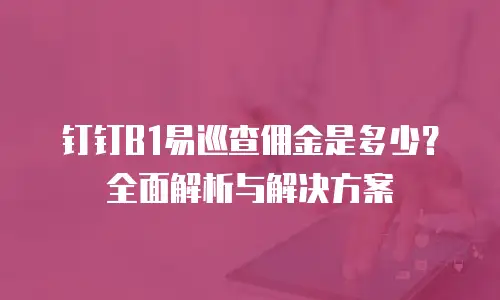 钉钉B1易巡查佣金是多少？全面解析与解决方案