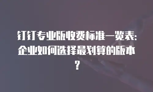 钉钉专业版收费标准一览表：企业如何选择最划算的版本？
