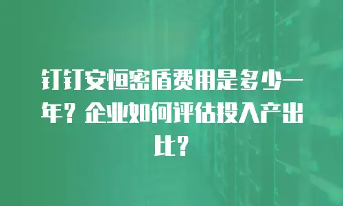 钉钉安恒密盾费用是多少一年？企业如何评估投入产出比？