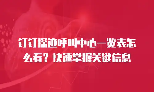 钉钉探迹呼叫中心一览表怎么看？快速掌握关键信息