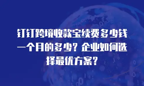 钉钉跨境收款宝续费多少钱一个月的多少？企业如何选择最优方案？