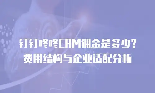 钉钉咚咚CRM佣金是多少？费用结构与企业适配分析