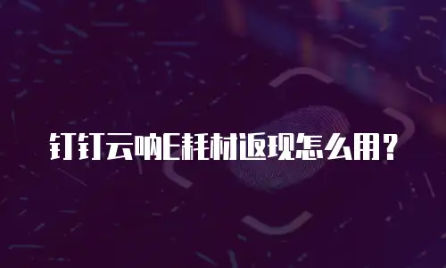 钉钉云呐E耗材返现怎么用？