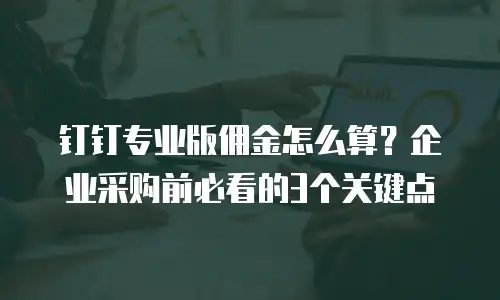 钉钉专业版佣金怎么算？企业采购前必看的3个关键点