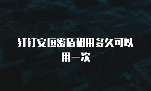 钉钉安恒密盾租用多久可以用一次