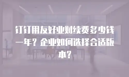 钉钉用友好业财续费多少钱一年？企业如何选择合适版本？