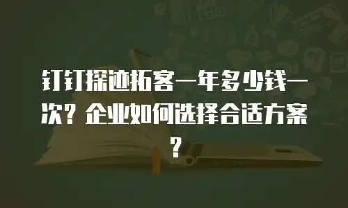 钉钉探迹拓客一年多少钱一次？企业如何选择合适方案？