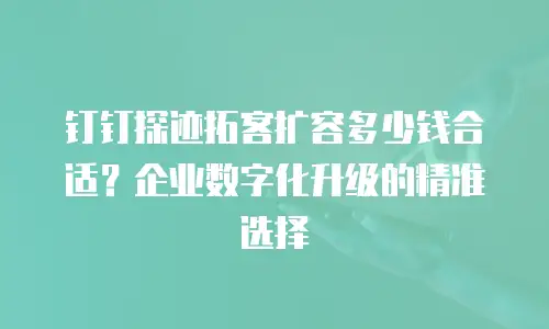 钉钉探迹拓客扩容多少钱合适？企业数字化升级的精准选择