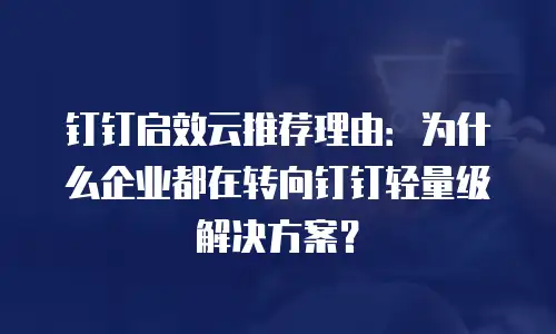 钉钉启效云推荐理由：为什么企业都在转向钉钉轻量级解决方案？