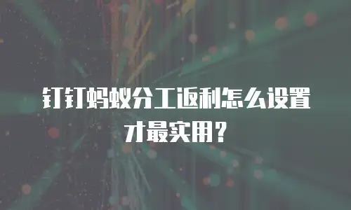 钉钉蚂蚁分工返利怎么设置才最实用？