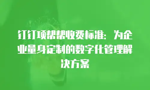 钉钉项帮帮收费标准：为企业量身定制的数字化管理解决方案