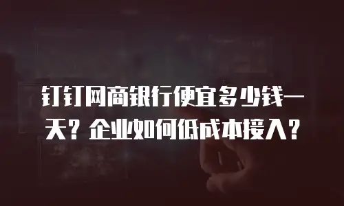 钉钉网商银行便宜多少钱一天？企业如何低成本接入？