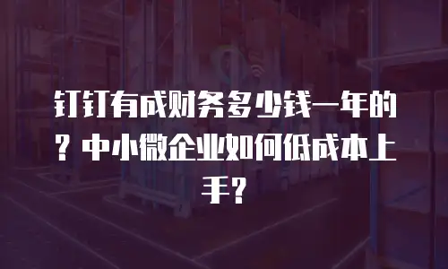 钉钉有成财务多少钱一年的？中小微企业如何低成本上手？