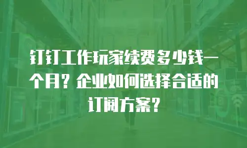 钉钉工作玩家续费多少钱一个月？企业如何选择合适的订阅方案？