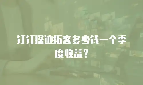 钉钉探迹拓客多少钱一个季度收益？