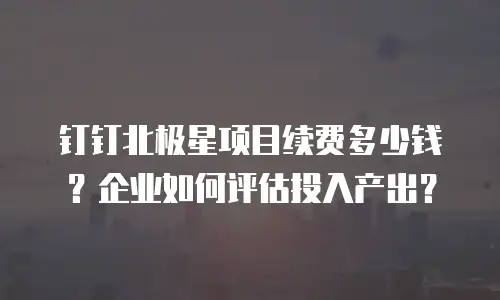 钉钉北极星项目续费多少钱？企业如何评估投入产出？