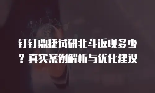 钉钉鼎捷试研北斗返现多少？真实案例解析与优化建议