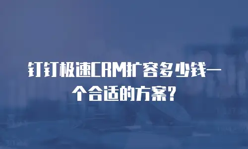 钉钉极速CRM扩容多少钱一个合适的方案？
