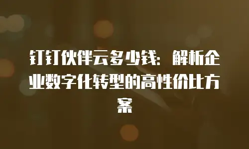 钉钉伙伴云多少钱：解析企业数字化转型的高性价比方案
