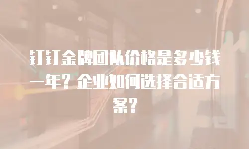 钉钉金牌团队价格是多少钱一年？企业如何选择合适方案？