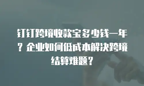 钉钉跨境收款宝多少钱一年？企业如何低成本解决跨境结算难题？