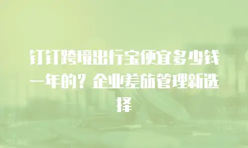 钉钉跨境出行宝便宜多少钱一年的？企业差旅管理新选择