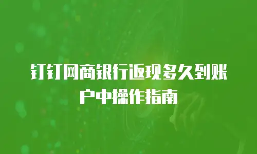 钉钉网商银行返现多久到账户中操作指南