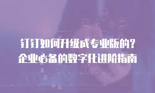 钉钉如何升级成专业版的？企业必备的数字化进阶指南