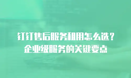 钉钉售后服务租用怎么选？企业级服务的关键要点