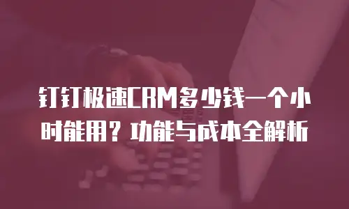 钉钉极速CRM多少钱一个小时能用？功能与成本全解析