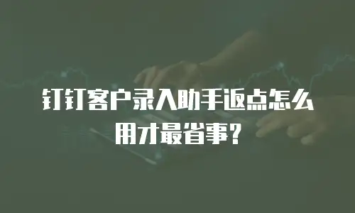 钉钉客户录入助手返点怎么用才最省事？