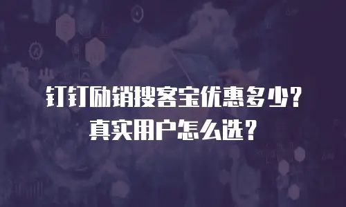 钉钉励销搜客宝优惠多少？真实用户怎么选？