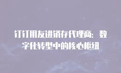 钉钉用友进销存代理商：数字化转型中的核心枢纽