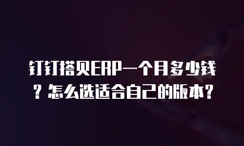 钉钉搭贝ERP一个月多少钱？怎么选适合自己的版本？