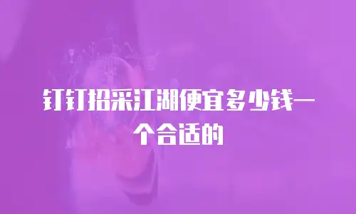 钉钉招采江湖便宜多少钱一个合适的