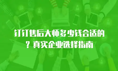 钉钉售后大师多少钱合适的？真实企业选择指南
