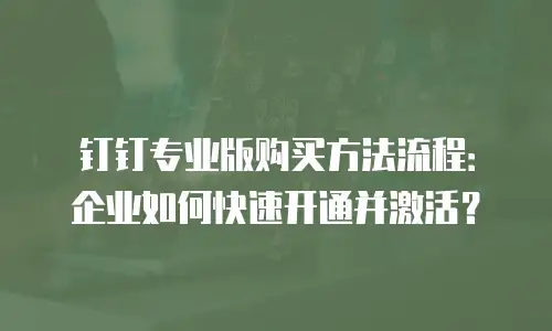 钉钉专业版购买方法流程：企业如何快速开通并激活？