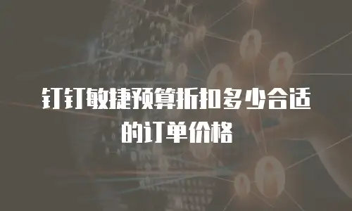 钉钉敏捷预算折扣多少合适的订单价格