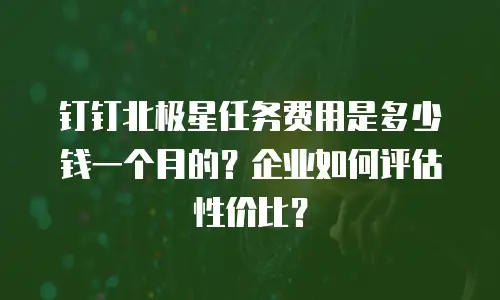 钉钉北极星任务费用是多少钱一个月的？企业如何评估性价比？