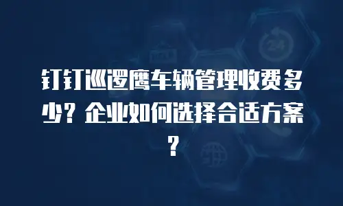 钉钉巡逻鹰车辆管理收费多少？企业如何选择合适方案？