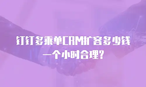 钉钉多乘单CRM扩容多少钱一个小时合理？
