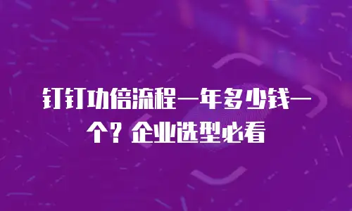 钉钉功倍流程一年多少钱一个？企业选型必看