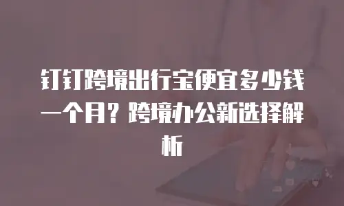 钉钉跨境出行宝便宜多少钱一个月？跨境办公新选择解析