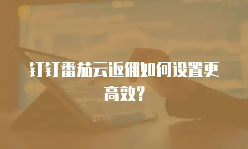 钉钉番茄云返佣如何设置更高效？