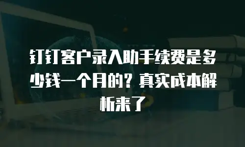 钉钉客户录入助手续费是多少钱一个月的？真实成本解析来了